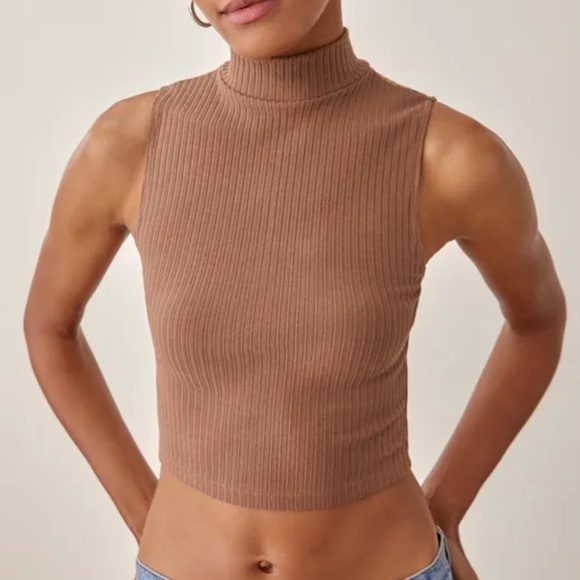 Reformation brown sleeveless turtleneck top - Picture 1 of 9
